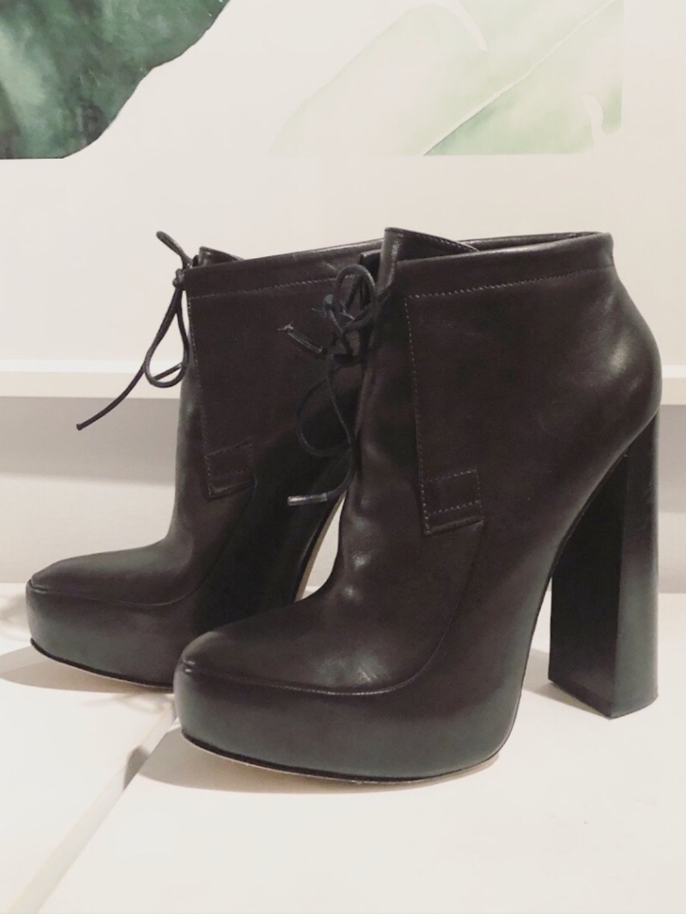 ALEXANDER WANG Constance Ankle Boots Platform Heel black leather bootie 2011